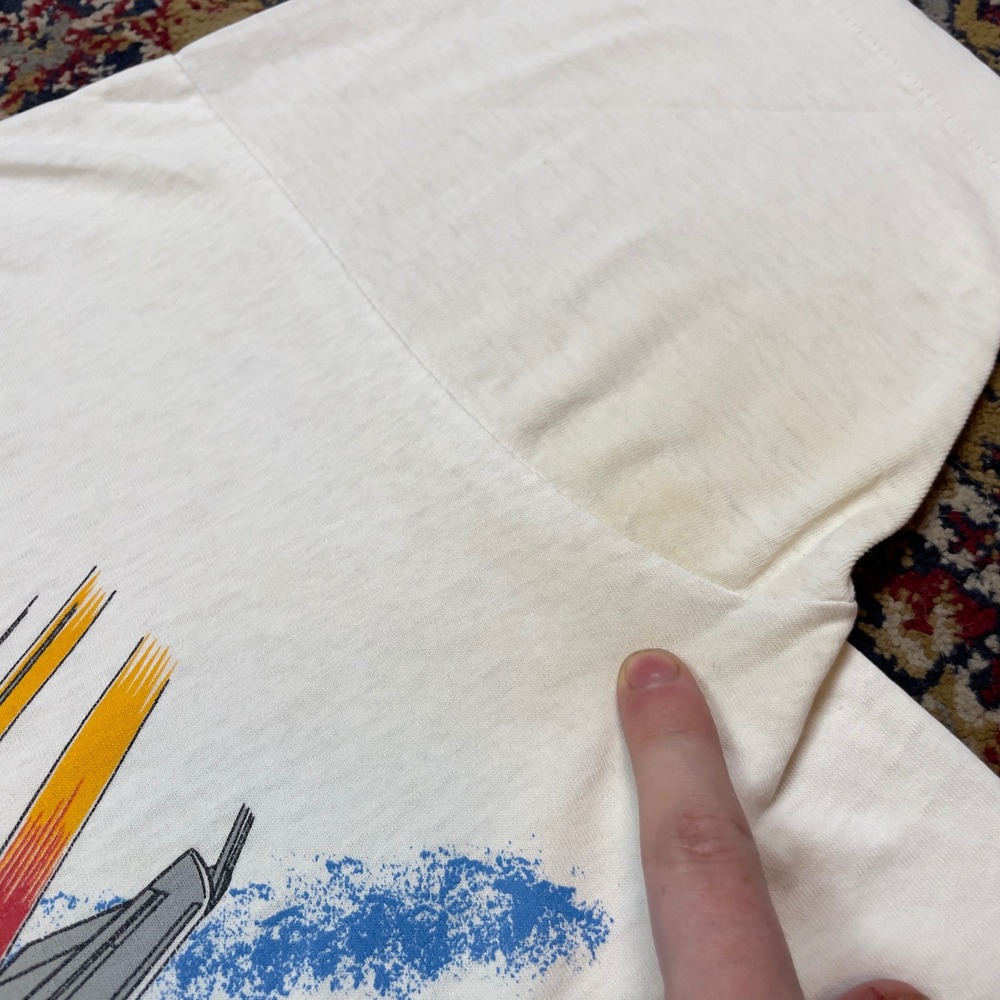 VTG Rare 1987 F-14 Tomcat Top Gun T Shirt Mens Large White Single Stitch 80s USA - Picture 8 of 9